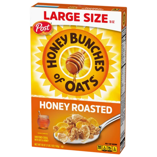Post Honey Bunches of Oats Honey Roasted Breakfast Cereal, 18 oz Box